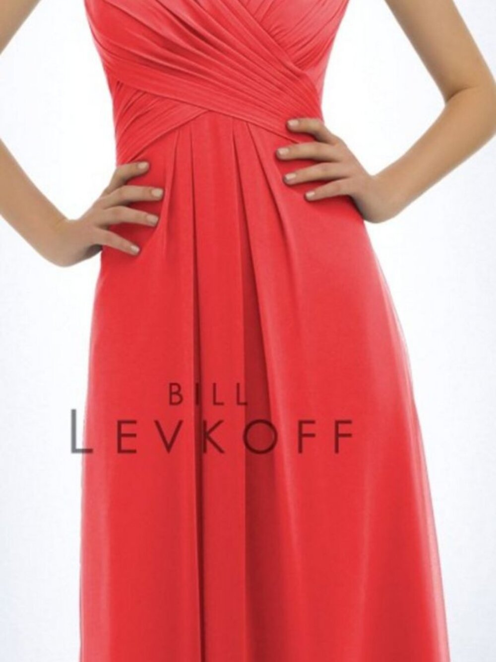 Bill Levkoff 329 Bridesmaid Dress Persimmon Orange Strapless Chiffon Long 18